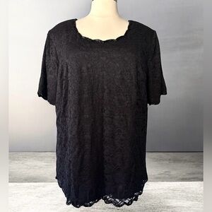 NWT!Roaman's Black Lace Lined Blouse Size 28 or 4X